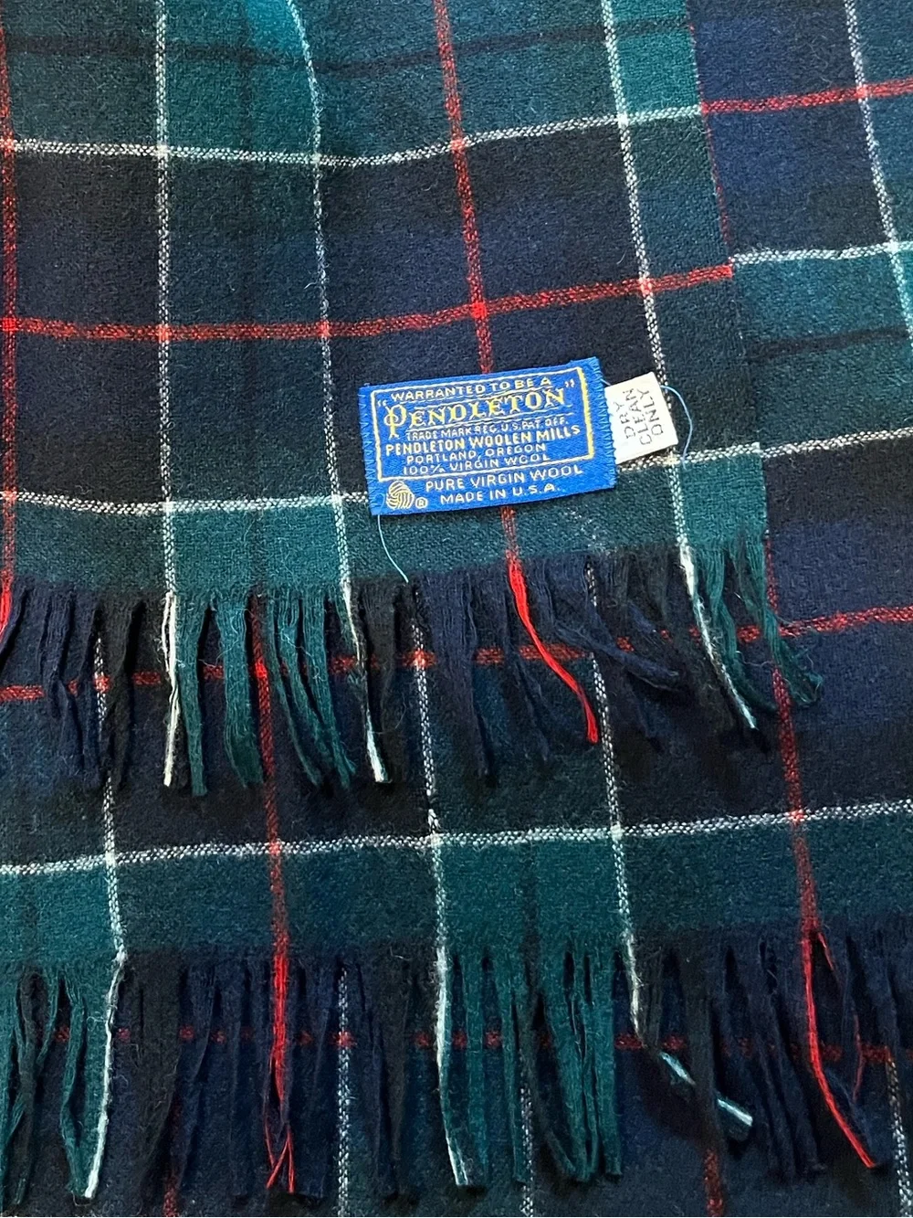 Vintage Pendleton Wool Plaid Scarf